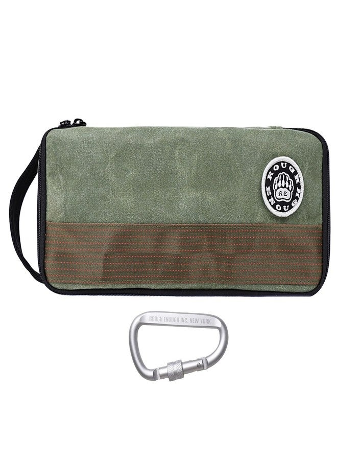 RE ROUGH ENOUGH Rough Enough Small Tool Bag Case Portable Box EDC Pouch Organizer with Handle, 12 Inch, Heavy Duty Canvas, Padded Lining, Tech Tactical Gear, Green - Image 1